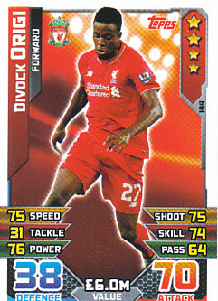 Divock Origi Liverpool 2015/16 Topps Match Attax #144